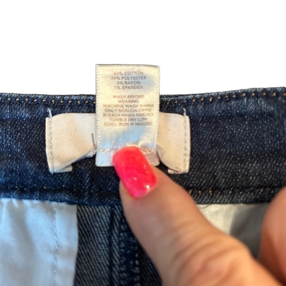 Loft Outlet Dark Wash Denim Skirt w/ Hidden Buttons Placket - Picture 7 of 10